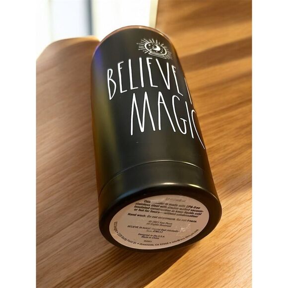 Rae Dunn Believe in Magic 17 oz Black Insulated Tumbler Double-Walled Vacuum - Picture 6 of 7